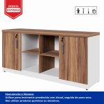 Armário Baixo GOLD Credenza ESPECIAL – 1,60×0,73×0,45m – NOGALSEVILHA / BRANCO – 34502 META Móveis para Escritório em Anápolis Linha 40 mm Nogal – Branco 9