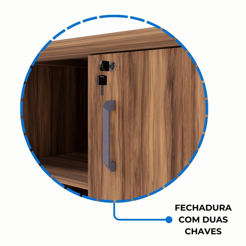 Armário Baixo GOLD Credenza ESPECIAL – 1,60×0,73×0,45m – NOGALSEVILHA / BRANCO – 34502 META Móveis para Escritório em Anápolis Linha 40 mm Nogal – Branco 7