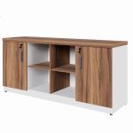 Armário Baixo GOLD Credenza ESPECIAL – 1,60×0,73×0,45m – NOGALSEVILHA / BRANCO – 34502 META Móveis para Escritório em Anápolis Linha 40 mm Nogal – Branco 13