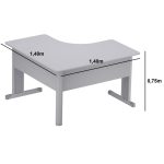 Estação de Trabalho 1,40×1,40m s/ Gaveta – JOB – CINZA / CINZA – 43018 META Móveis para Escritório em Anápolis JOB Cinza 15 mm 9