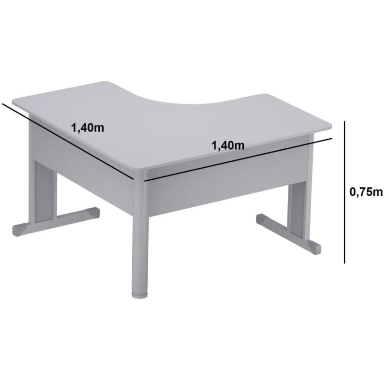 Estação de Trabalho 1,40×1,40m com 02 Gavetas – JOB – CINZA / CINZA – 43019 META Móveis para Escritório em Anápolis JOB Cinza 15 mm 6