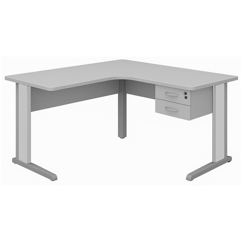 Estação de Trabalho 1,40×1,40m com 02 Gavetas – JOB – CINZA / CINZA – 43019 META Móveis para Escritório em Anápolis JOB Cinza 15 mm 2