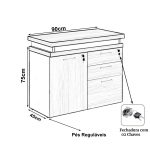 Armário Baixo 03 Gavetas e Porta (MISTO) – NOGAL SEVILHA/BRANCO – 34422 META Móveis para Escritório em Anápolis Linha 40 mm Nogal – Branco 16