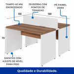 Estação de Trabalho Dupla 1,20×1,35m 02 Lugares sem Gavetas c/ ponto de tomada PÉ PAINEL – Nogal Sevilha/Branco – 34428 META Móveis para Escritório em Anápolis Linha 40 mm Nogal – Branco 17 Estação de Trabalho Dupla 1,20×1,35m 02 Lugares sem Gavetas c/ ponto de tomada PÉ PAINEL – Nogal Sevilha/Branco – 34428 META Móveis para Escritório em Anápolis Linha 40 mm Nogal – Branco 17