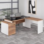 Mesa para Escritório em “L” com VIDRO FUMÊ – 1,92X1,60M NOGAL SEVILHA/BRANCO – 34432 META Móveis para Escritório em Anápolis Linha 40 mm Nogal – Branco 20 Mesa para Escritório em “L” com VIDRO FUMÊ – 1,92X1,60M NOGAL SEVILHA/BRANCO – 34432 META Móveis para Escritório em Anápolis Linha 40 mm Nogal – Branco 20