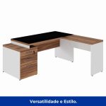 Mesa para Escritório em “L” com VIDRO FUMÊ – 1,92X1,60M NOGAL SEVILHA/BRANCO – 34432 META Móveis para Escritório em Anápolis Linha 40 mm Nogal – Branco 19 Mesa para Escritório em “L” com VIDRO FUMÊ – 1,92X1,60M NOGAL SEVILHA/BRANCO – 34432 META Móveis para Escritório em Anápolis Linha 40 mm Nogal – Branco 19