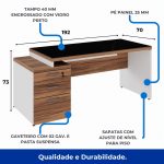 Mesa para Escritório com VIDRO FUMÊ – 1,92×0,70m – NOGAL SEVILHA/BRANCO – 34430 META Móveis para Escritório em Anápolis Linha 40 mm Nogal – Branco 11 Mesa para Escritório com VIDRO FUMÊ – 1,92×0,70m – NOGAL SEVILHA/BRANCO – 34430 META Móveis para Escritório em Anápolis Linha 40 mm Nogal – Branco 11