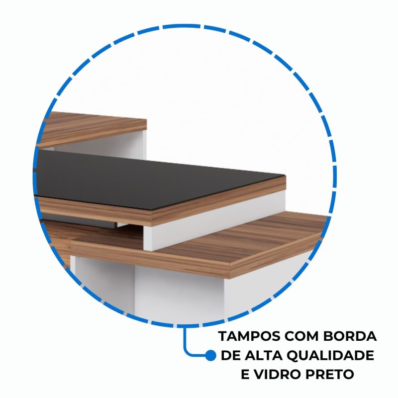 Mesa para Escritório com VIDRO FUMÊ – 1,92×0,70m – NOGAL SEVILHA/BRANCO – 34430 META Móveis para Escritório em Anápolis Linha 40 mm Nogal – Branco 9
