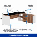 Mesa Diretorzinha c/ Aparador e Vidro Fumê – Pé de MADEIRA – 1,90×1,50m – NOGAL SEVILHA / BRANCO – 34429 META Móveis para Escritório em Anápolis Linha 40 mm Nogal – Branco 11 Mesa Diretorzinha c/ Aparador e Vidro Fumê – Pé de MADEIRA – 1,90×1,50m – NOGAL SEVILHA / BRANCO – 34429 META Móveis para Escritório em Anápolis Linha 40 mm Nogal – Branco 11