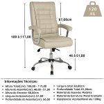 Poltrona Presidente LUXO c/ mola Ensacada – COR FENDI – 30061 META Móveis para Escritório em Anápolis Presidente 14
