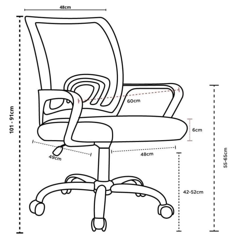 Cadeira de Escritório Tela TURYA c/ braço – Cor Preto – 34044 META Móveis para Escritório em Anápolis Cadeira de Tela 6