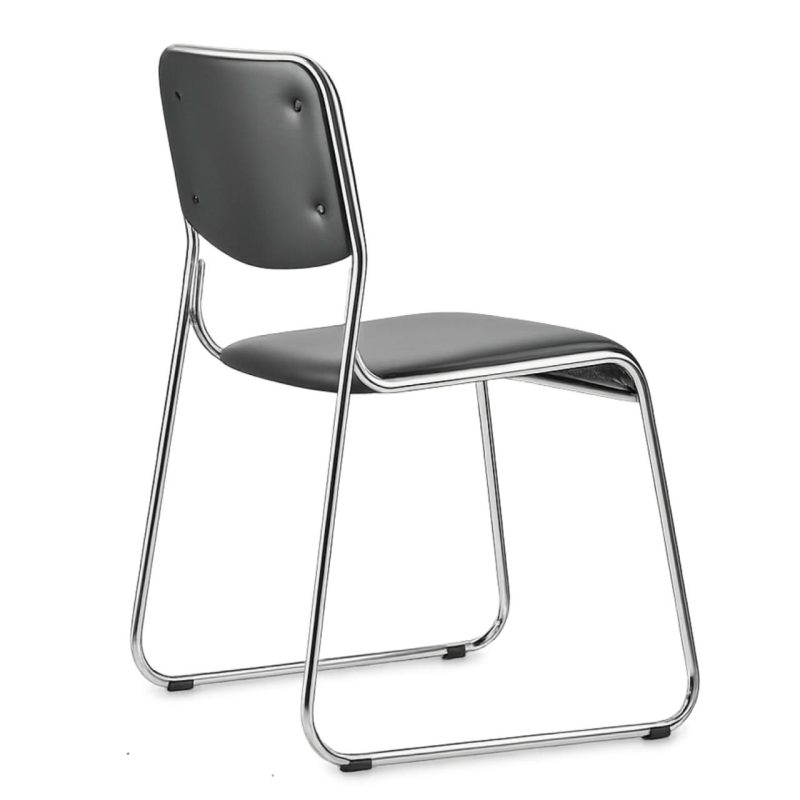 Cadeira Interlocutor Estofada Dakar – Corino Preto – 25008 META Móveis para Escritório em Anápolis Cadeira Fixa Estofada 3