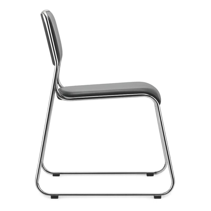 Cadeira Interlocutor Estofada Dakar – Corino Preto – 25008 META Móveis para Escritório em Anápolis Cadeira Fixa Estofada 4