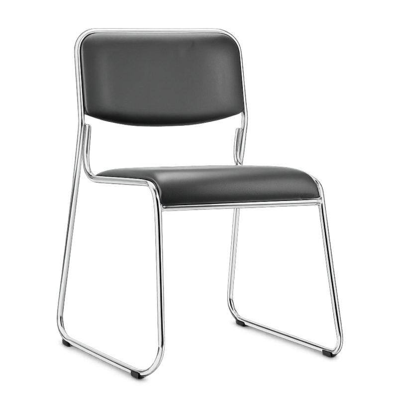 Cadeira Interlocutor Estofada Dakar – Corino Preto – 25008 META Móveis para Escritório em Anápolis Cadeira Fixa Estofada 2