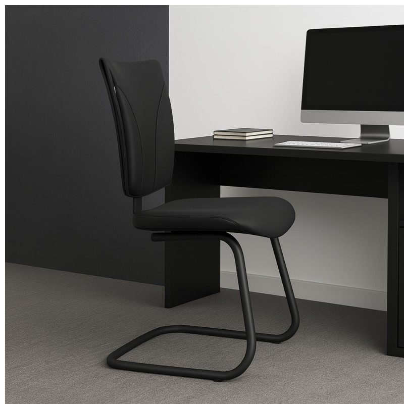 Cadeira de Escritório B-ONE Base em “S” Preta – Corino Preto – 31032 META Móveis para Escritório em Anápolis Cadeira Fixa Estofada 9