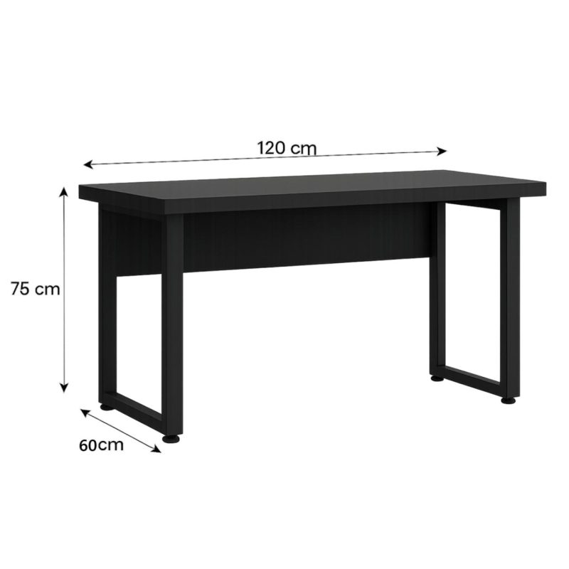 Mesa Escritório PÉ QUADRO – 1,20×0,60m – S/ Gavetas – PRETO / PRETO – 26001 META Móveis para Escritório em Anápolis Linha 40mm Preto / Preto 5