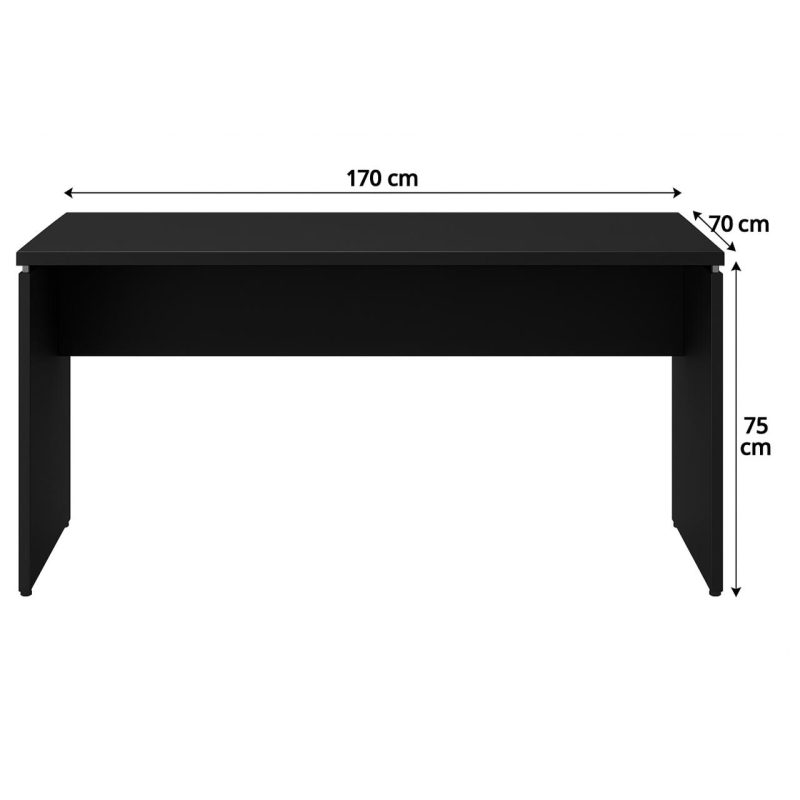 Mesa Escritório 1,70×0,70m – S/ Gavetas – PRETO/PRETO – 26007 META Móveis para Escritório em Anápolis Linha 40mm Preto / Preto 6