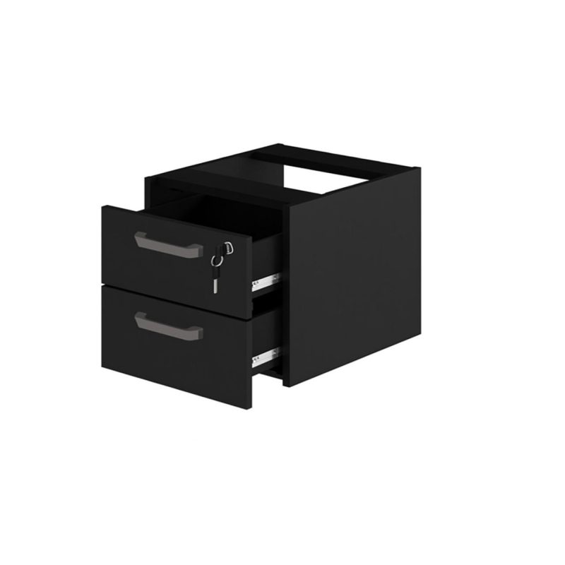 Gaveteiro suspenso – PRETO/PRETO – 26008 META Móveis para Escritório em Anápolis Linha 40mm Preto / Preto 2