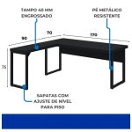 Mesa em L PÉ QUADRO (1,70×0,70m + Mesa Auxiliar) – S/ Gavetas – PRETO / PRETO – 26011 META Móveis para Escritório em Anápolis Linha 40mm Preto / Preto 14 Mesa em L PÉ QUADRO (1,70×0,70m + Mesa Auxiliar) – S/ Gavetas – PRETO / PRETO – 26011 META Móveis para Escritório em Anápolis Linha 40mm Preto / Preto 14