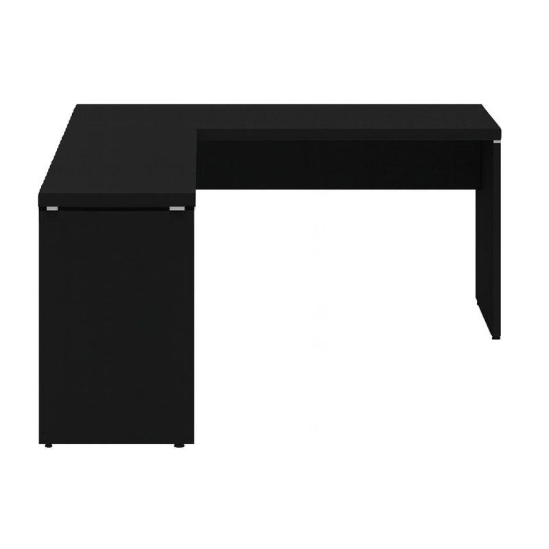 Mesa em L PÉ PAINEL (1,50×0,60m + Mesa Auxiliar) – S/ Gavetas – PRETO / PRETO – 26012 META Móveis para Escritório em Anápolis Linha 40mm Preto / Preto 3