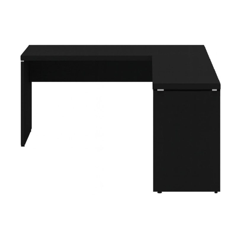 Mesa em L PÉ PAINEL (1,50×0,60m + Mesa Auxiliar) – S/ Gavetas – PRETO / PRETO – 26012 META Móveis para Escritório em Anápolis Linha 40mm Preto / Preto 4