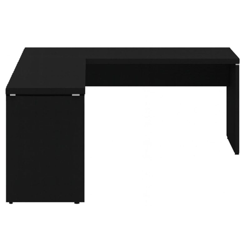 Mesa em L PÉ PAINEL (1,70×0,70m + Mesa Auxiliar) – S/ Gavetas – PRETO / PRETO – 26013 META Móveis para Escritório em Anápolis Linha 40mm Preto / Preto 3