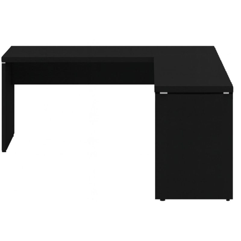 Mesa em L PÉ PAINEL (1,70×0,70m + Mesa Auxiliar) – S/ Gavetas – PRETO / PRETO – 26013 META Móveis para Escritório em Anápolis Linha 40mm Preto / Preto 4