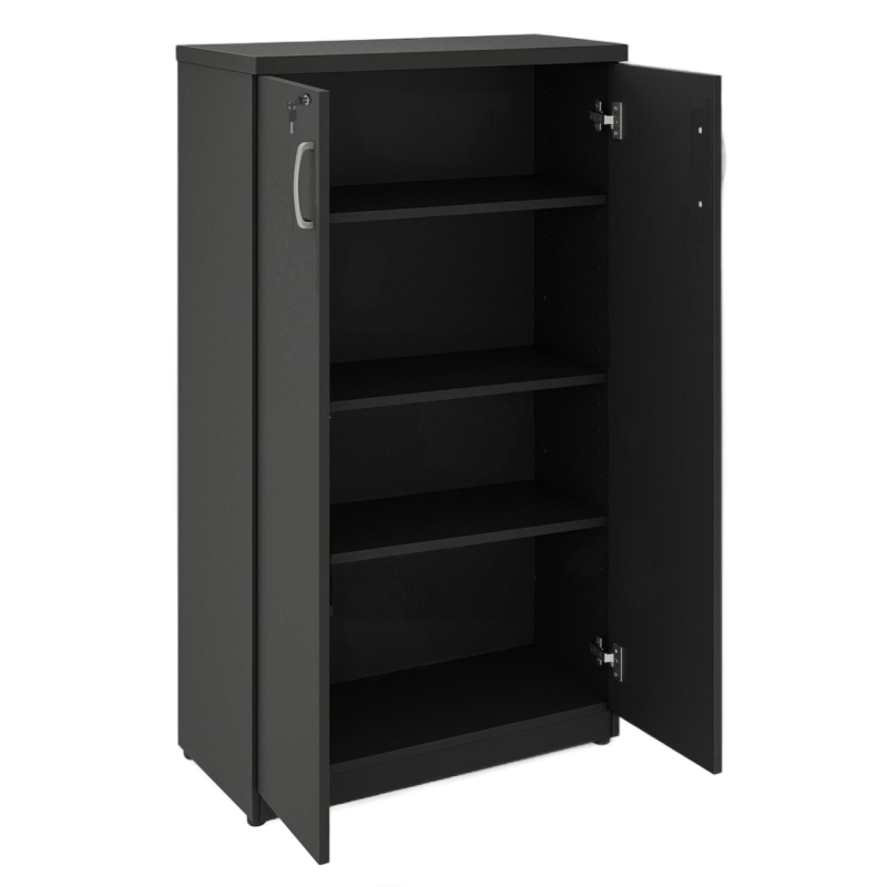 Armário Alto Fechado com Portas e Prateleiras Internas – MDP Preto – 26031 META Móveis para Escritório em Anápolis Linha 40mm Preto / Preto 2