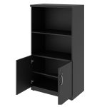 Armário Alto com Portas Inferiores e Prateleiras Abertas – MDP Preto – 26033 META Móveis para Escritório em Anápolis Linha 40mm Preto / Preto 9 Armário Alto com Portas Inferiores e Prateleiras Abertas – MDP Preto – 26033 META Móveis para Escritório em Anápolis Linha 40mm Preto / Preto 9