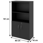 Armário Alto com Portas Inferiores e Prateleiras Abertas – MDP Preto – 26033 META Móveis para Escritório em Anápolis Linha 40mm Preto / Preto 13 Armário Alto com Portas Inferiores e Prateleiras Abertas – MDP Preto – 26033 META Móveis para Escritório em Anápolis Linha 40mm Preto / Preto 13