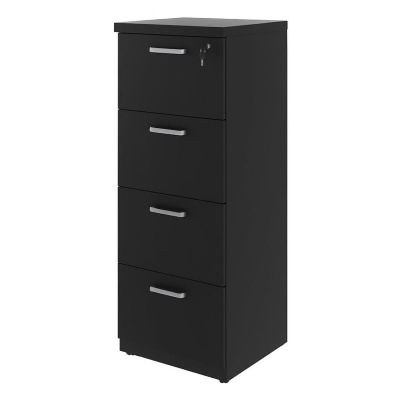 Arquivo de Madeira para Pasta Suspensa com 4 Gavetas – MDP PRETO – 26035 META Móveis para Escritório em Anápolis Linha 40mm Preto / Preto 3
