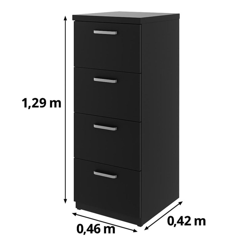 Arquivo de Madeira para Pasta Suspensa com 4 Gavetas – MDP PRETO – 26035 META Móveis para Escritório em Anápolis Linha 40mm Preto / Preto 5