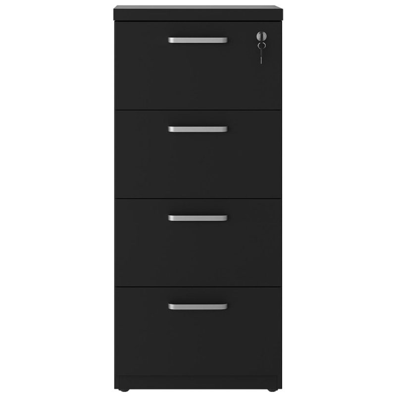 Arquivo de Madeira para Pasta Suspensa com 4 Gavetas – MDP PRETO – 26035 META Móveis para Escritório em Anápolis Linha 40mm Preto / Preto 7