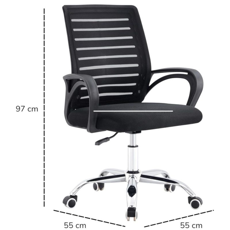Cadeira para Escritório Tela OZY com Braço – Cor Preta – 30055 META Móveis para Escritório em Anápolis Cadeira de Tela 6