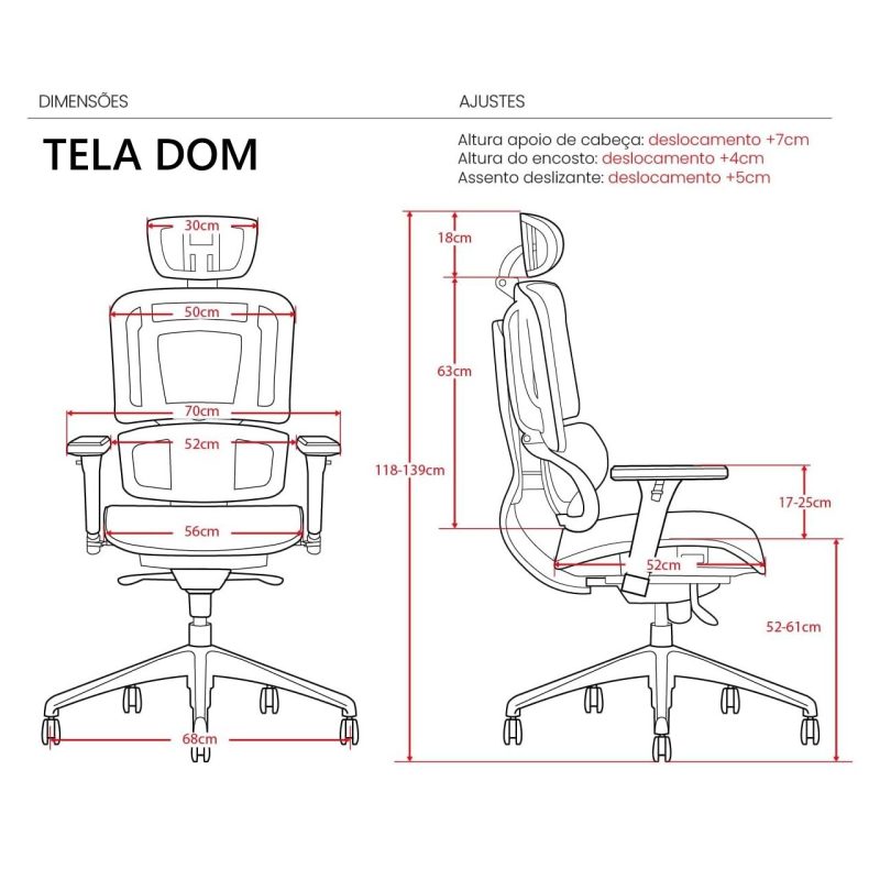 Cadeira de Escritório Presidente TELA DOM – Cor Preta – 32869 META Móveis para Escritório em Anápolis Cadeira de Tela 8