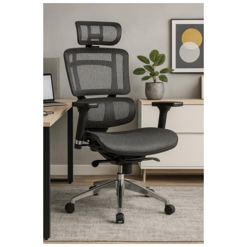 Cadeira de Escritório Presidente TELA DOM – Cor Preta – 32869 META Móveis para Escritório em Anápolis Cadeira de Tela 9