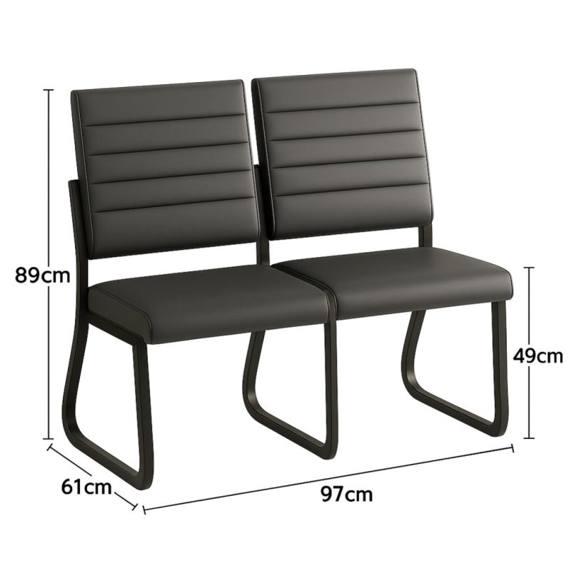 Sofanete para Escritório Estofada com 02 Lugares – TRIX – Pés PRETO – 35120 META Móveis para Escritório em Anápolis Cadeira Longarina Sofanete 7