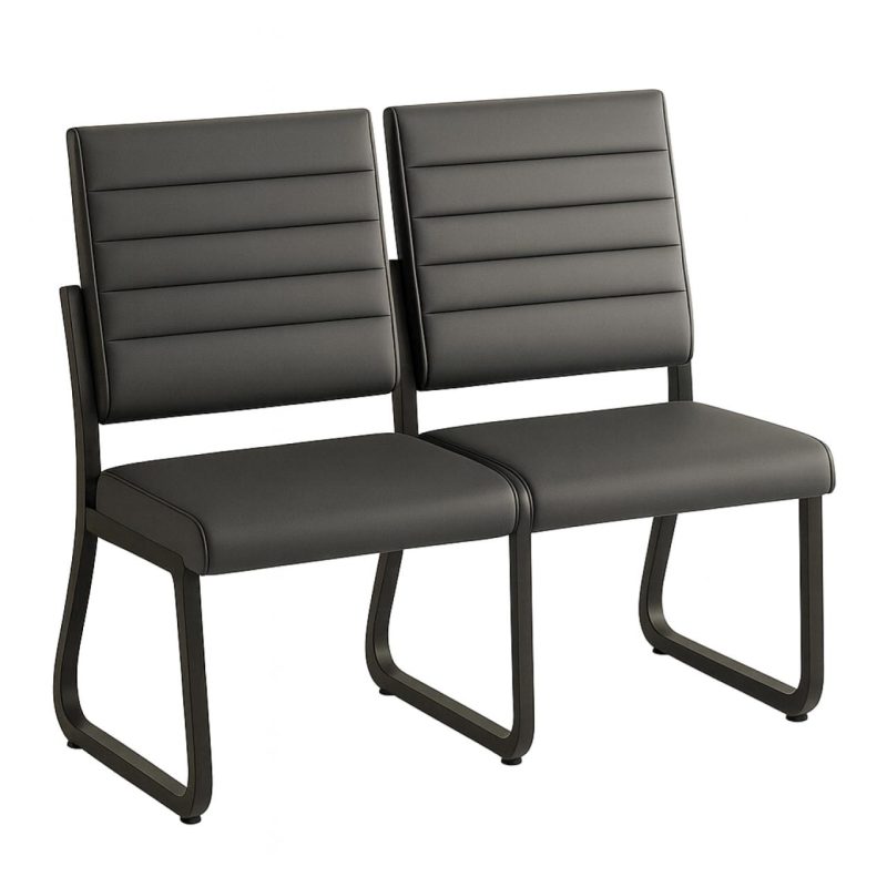 Sofanete para Escritório Estofada com 02 Lugares – TRIX – Pés PRETO – 35120 META Móveis para Escritório em Anápolis Cadeira Longarina Sofanete 2