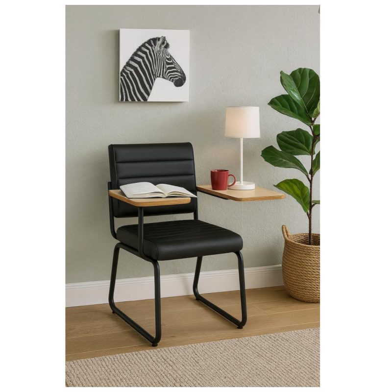 Poltrona Universitária TRIX Estofada com Prancheta Fixa – Corino Preto – 35121 META Móveis para Escritório em Anápolis Carteira Escolar 7