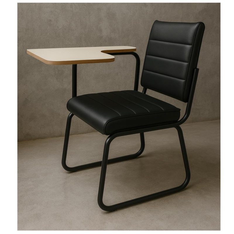 Poltrona Universitária TRIX Estofada com Prancheta Fixa – Corino Preto – 35121 META Móveis para Escritório em Anápolis Carteira Escolar 8