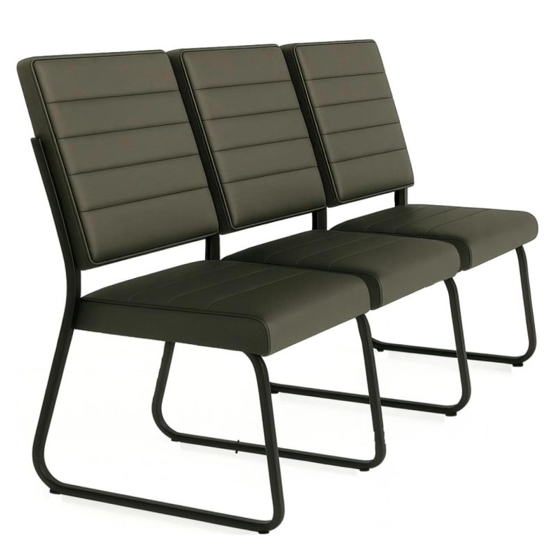 Sofanete para Escritório Estofada com 03 Lugares – TRIX – Pés PRETO – 35123 META Móveis para Escritório em Anápolis Cadeira Longarina Sofanete 2