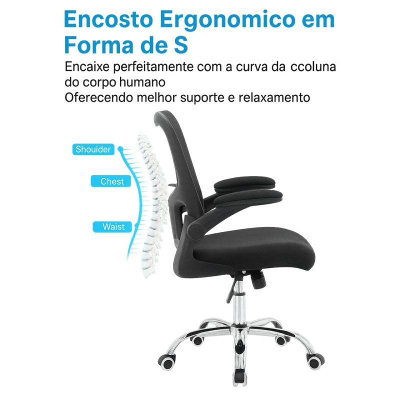 Cadeira de Escritório Tela NYO – Cor Preto – 20097 META Móveis para Escritório em Anápolis Cadeira de Tela 6