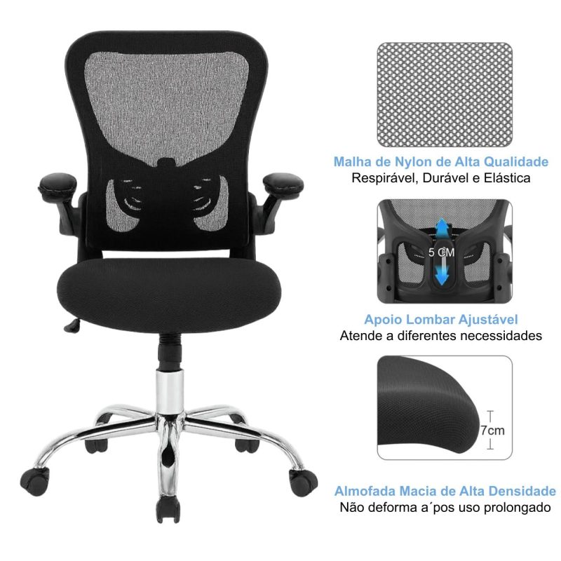 Cadeira de Escritório Tela NYO – Cor Preto – 20097 META Móveis para Escritório em Anápolis Cadeira de Tela 7